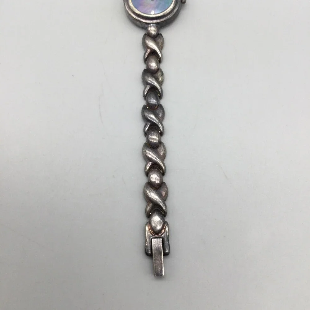 Vintage Monet Womens Watch 21mm Abalone Dial Silver Tone New Battery 7.25